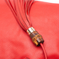 Leather Bamboo Tassel Tote