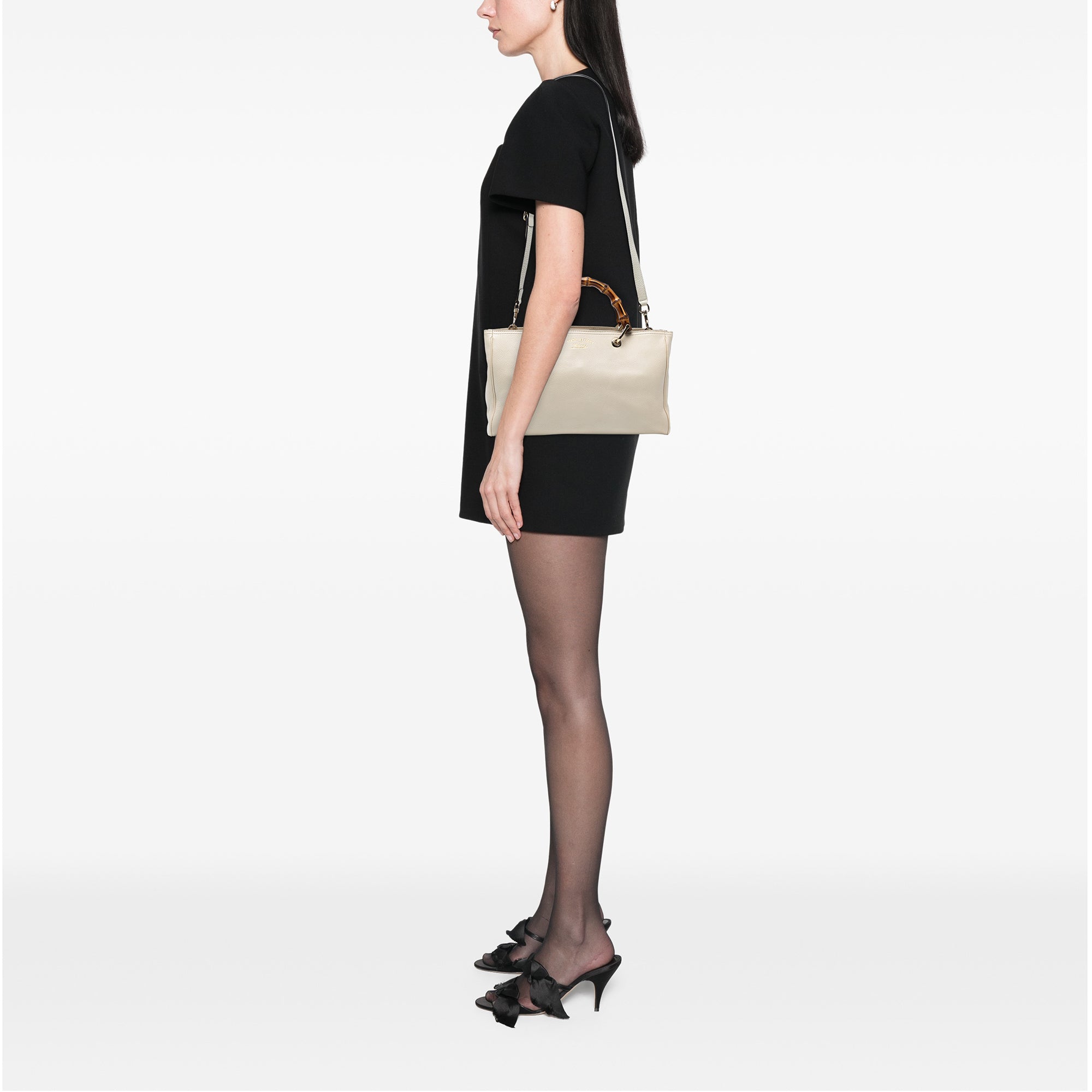 Medium Calfskin Bamboo Shopper Satchel