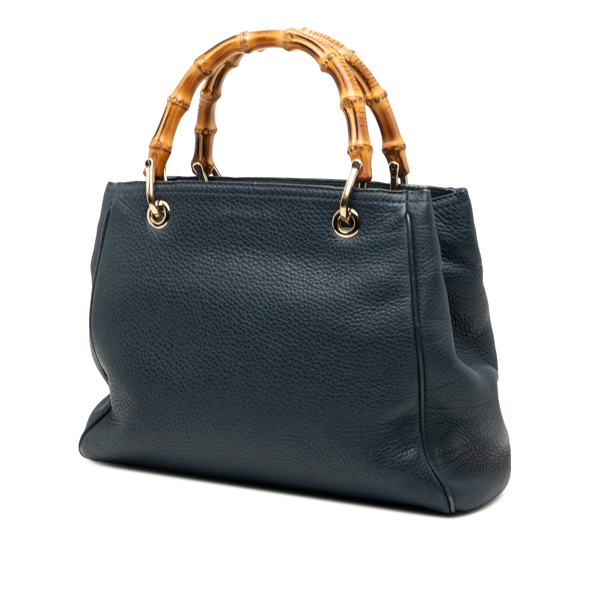Small Calfskin Bamboo Shopper Satchel