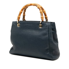 Small Calfskin Bamboo Shopper Satchel