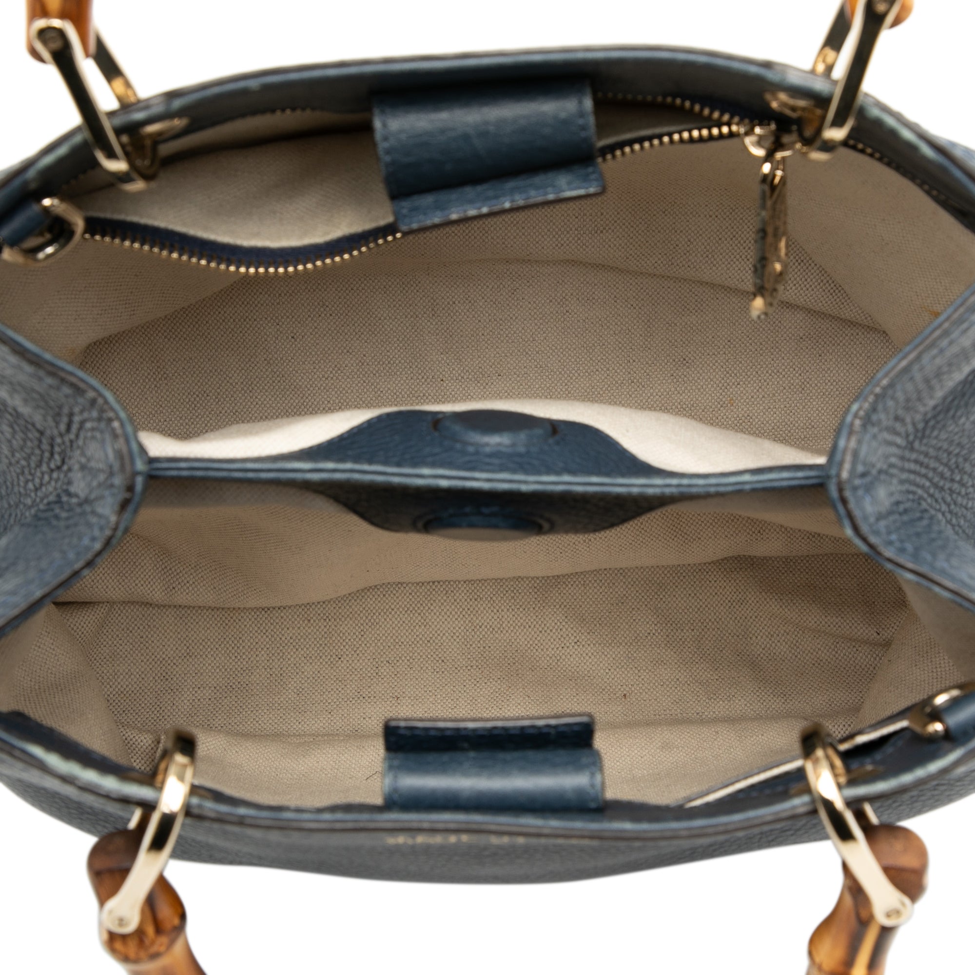 Small Calfskin Bamboo Shopper Satchel