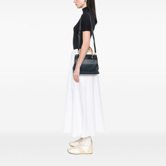 Small Calfskin Bamboo Shopper Satchel