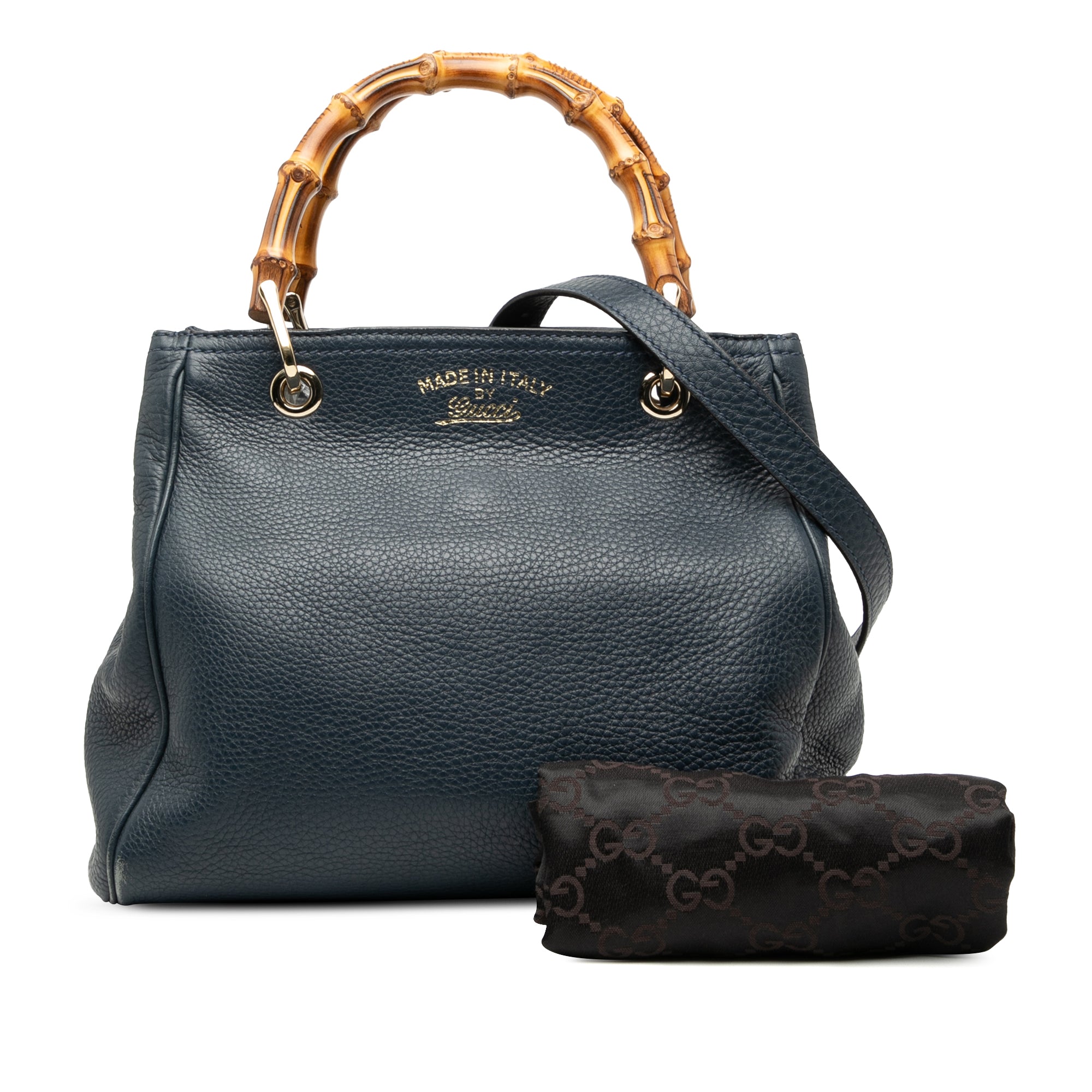 Small Calfskin Bamboo Shopper Satchel