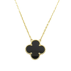 18K Yellow Gold and Onyx Vintage Alhambra Pendant Necklace
