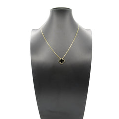 18K Yellow Gold and Onyx Vintage Alhambra Pendant Necklace