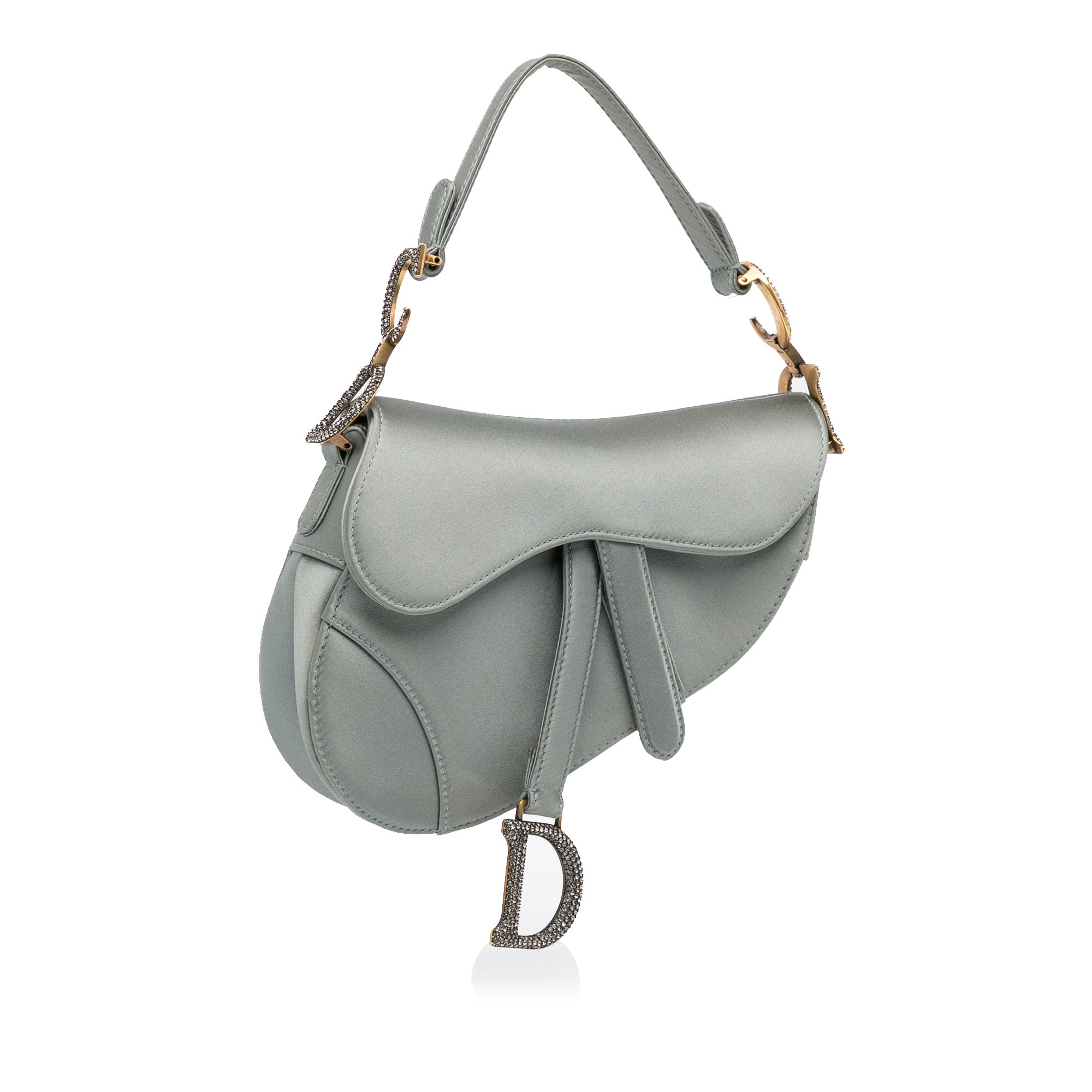 Crystal Embellished Satin Saddle Bag_1