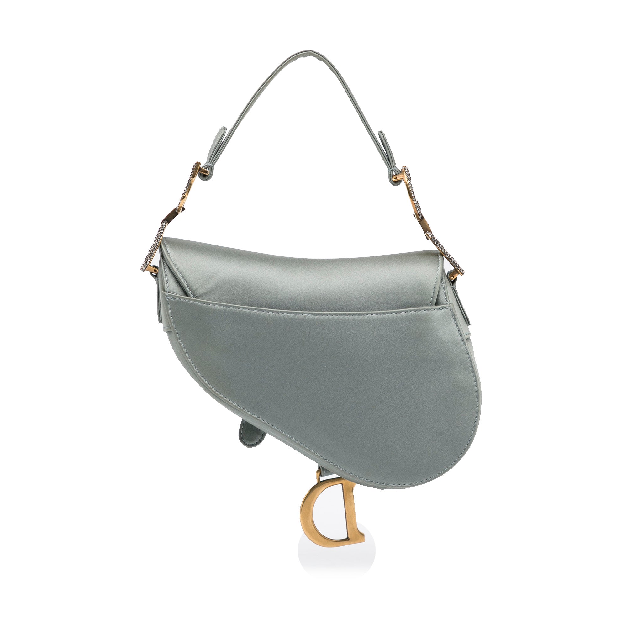 Crystal Embellished Satin Saddle Bag_3