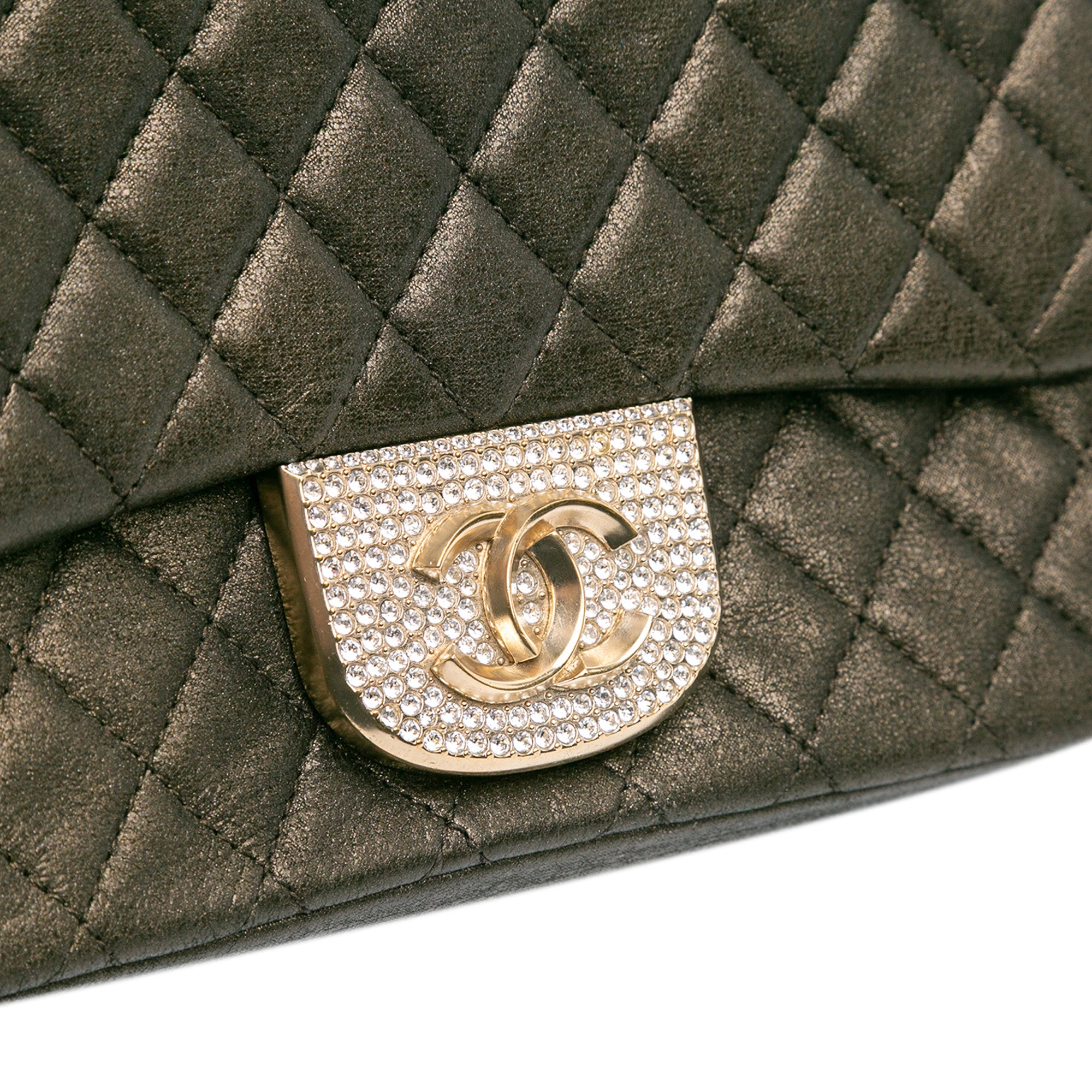 Small Quilted Iridescent Calfskin Crystal Single Flap