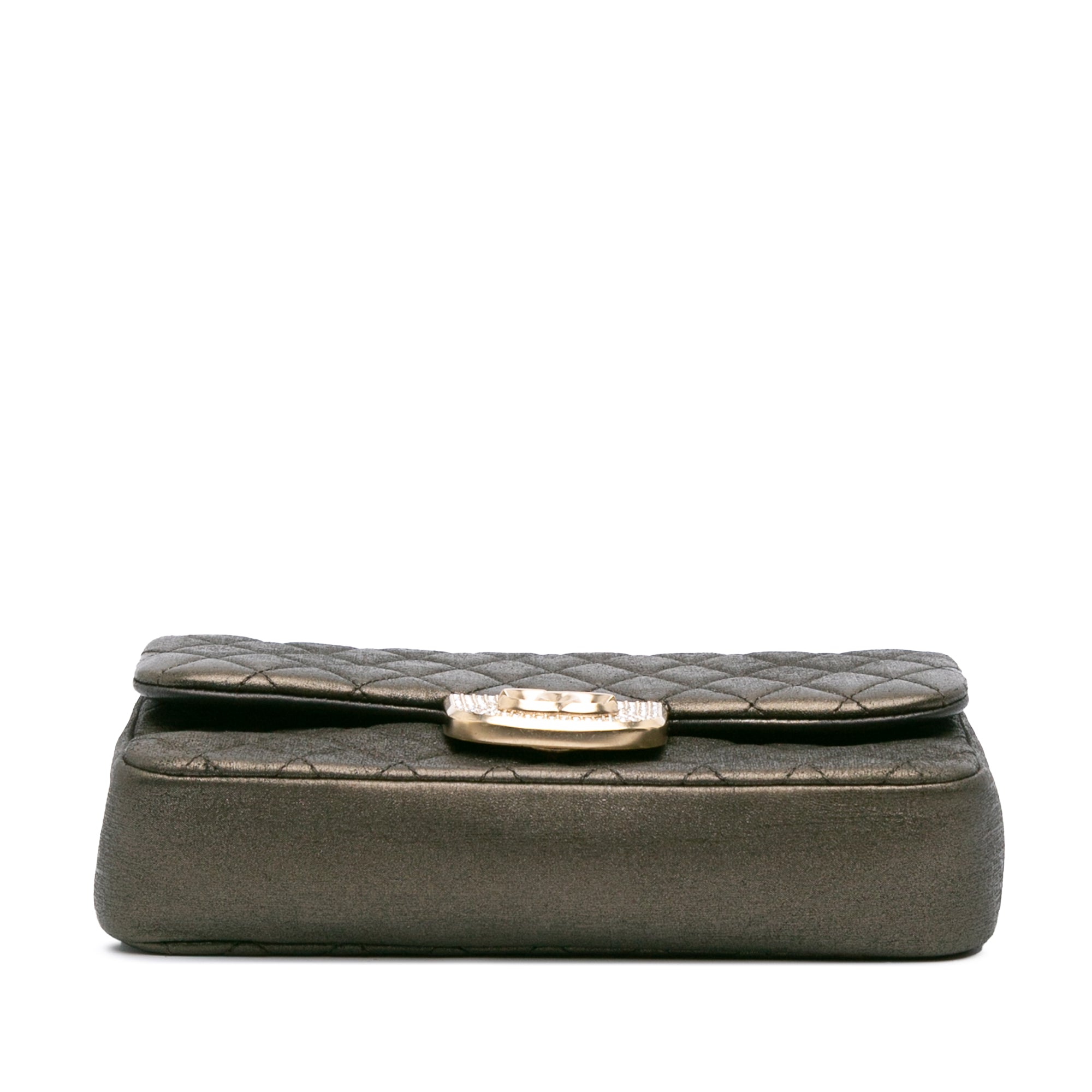 Small Quilted Iridescent Calfskin Crystal Single Flap