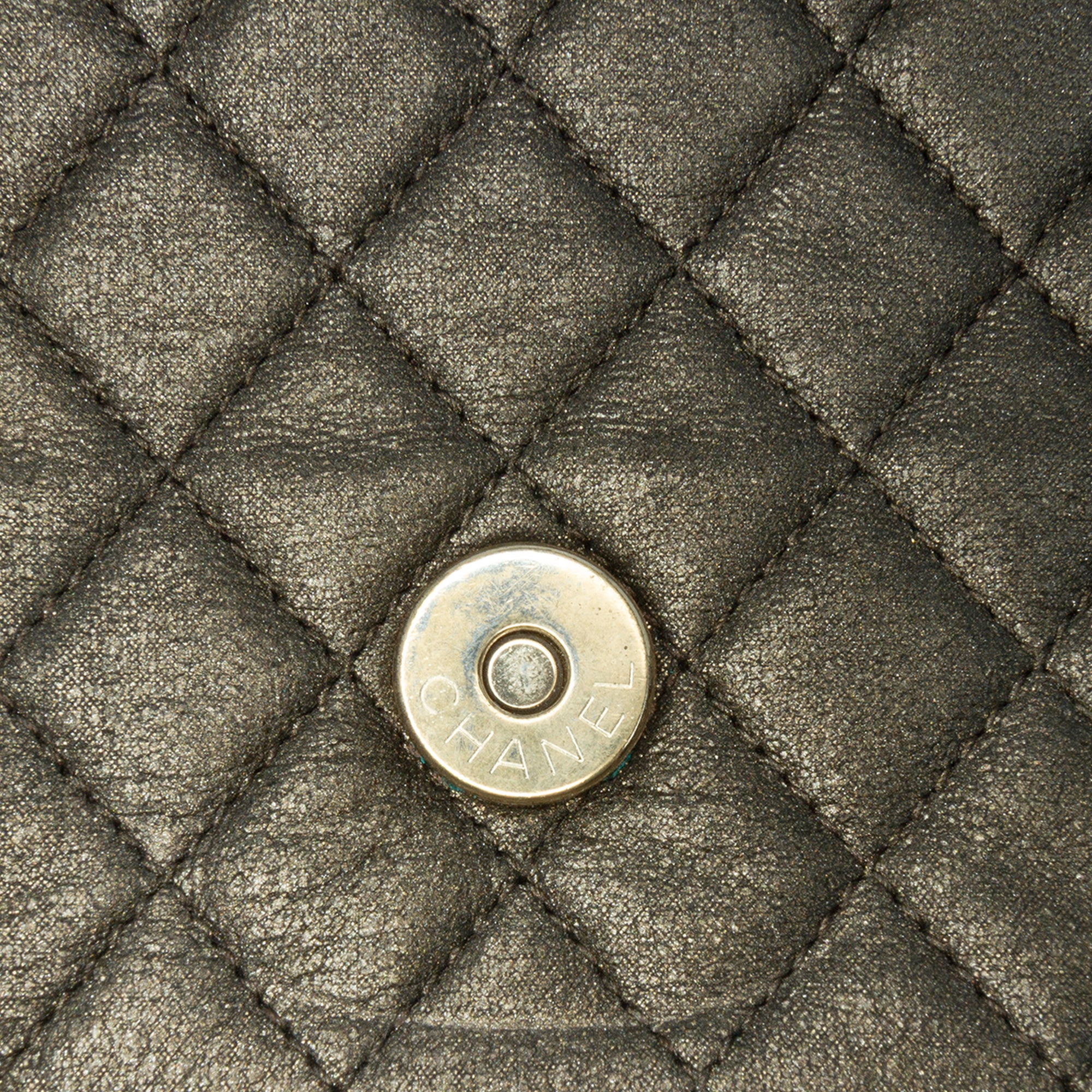 Small Quilted Iridescent Calfskin Crystal Single Flap