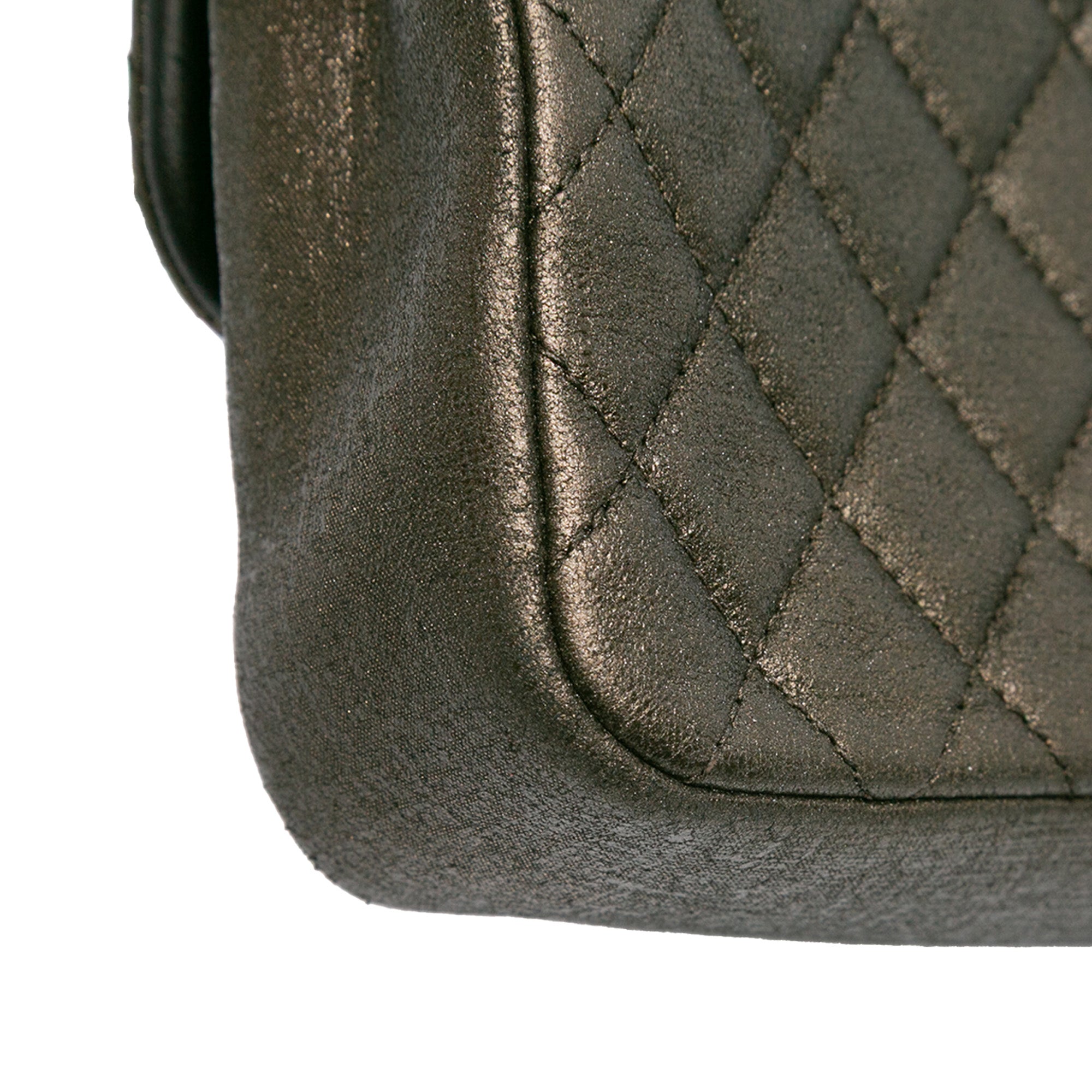 Small Quilted Iridescent Calfskin Crystal Single Flap
