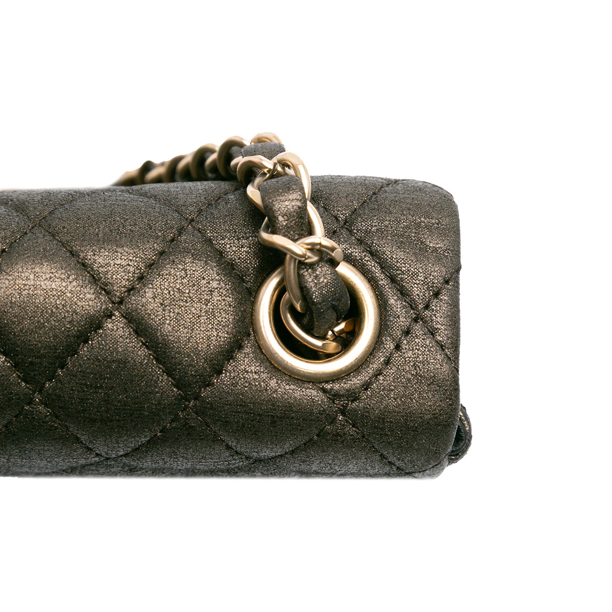 Small Quilted Iridescent Calfskin Crystal Single Flap
