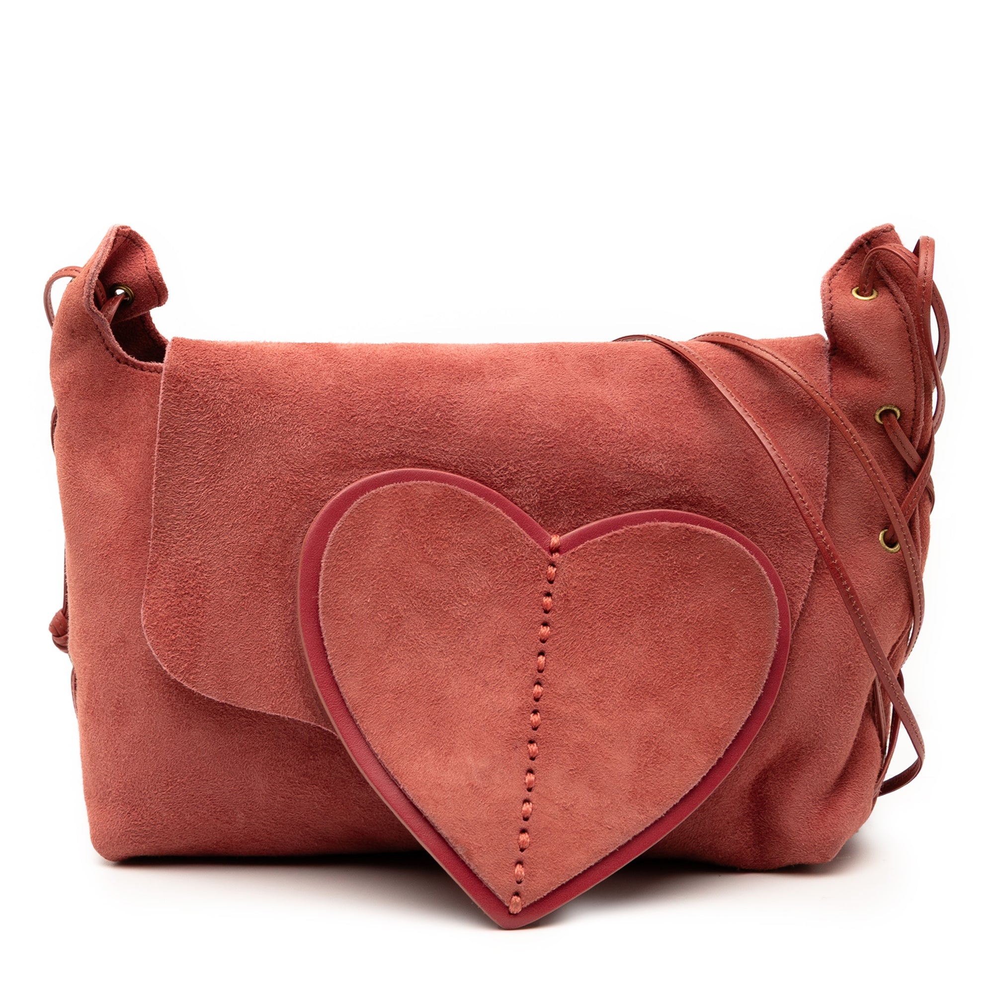 Suede Heart Shoulder Bag