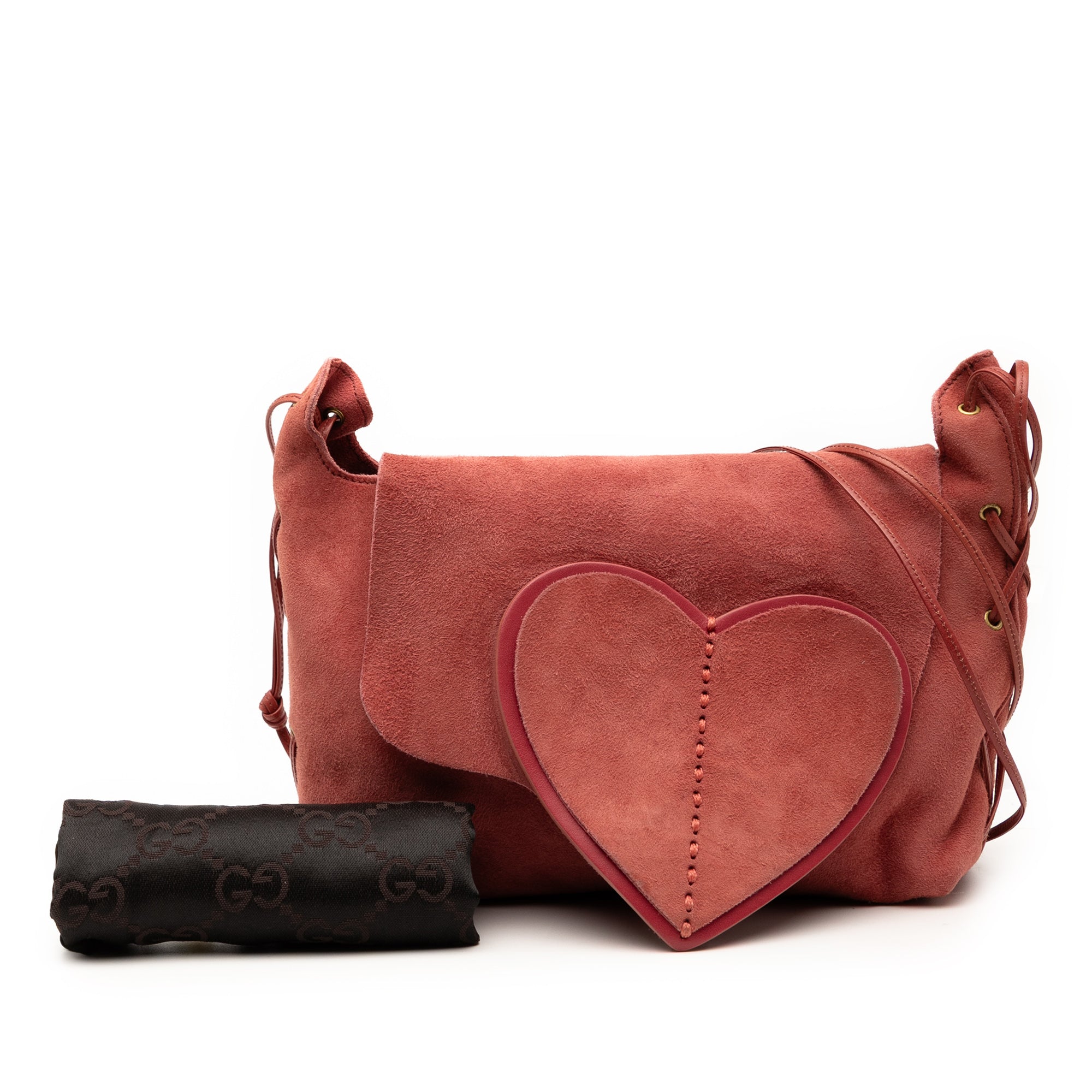 Suede Heart Shoulder Bag