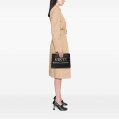 Medium Leather Logo Portfolio Clutch