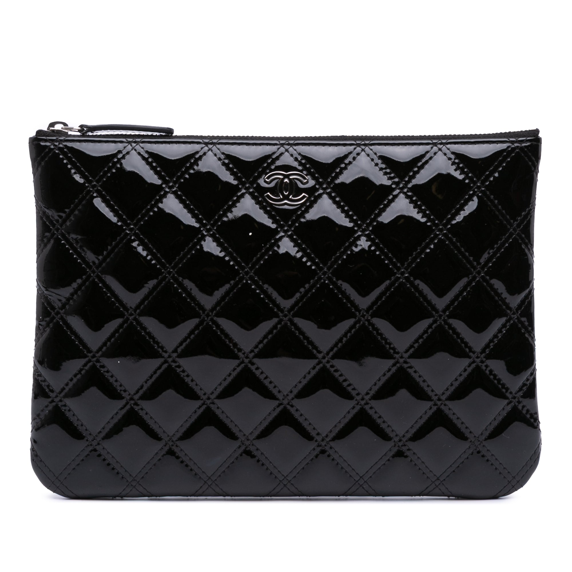 Medium Quilted Patent O Case Clutch