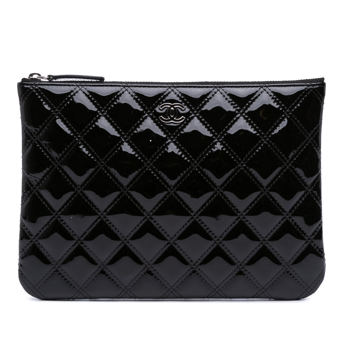 Medium Quilted Patent O Case Clutch