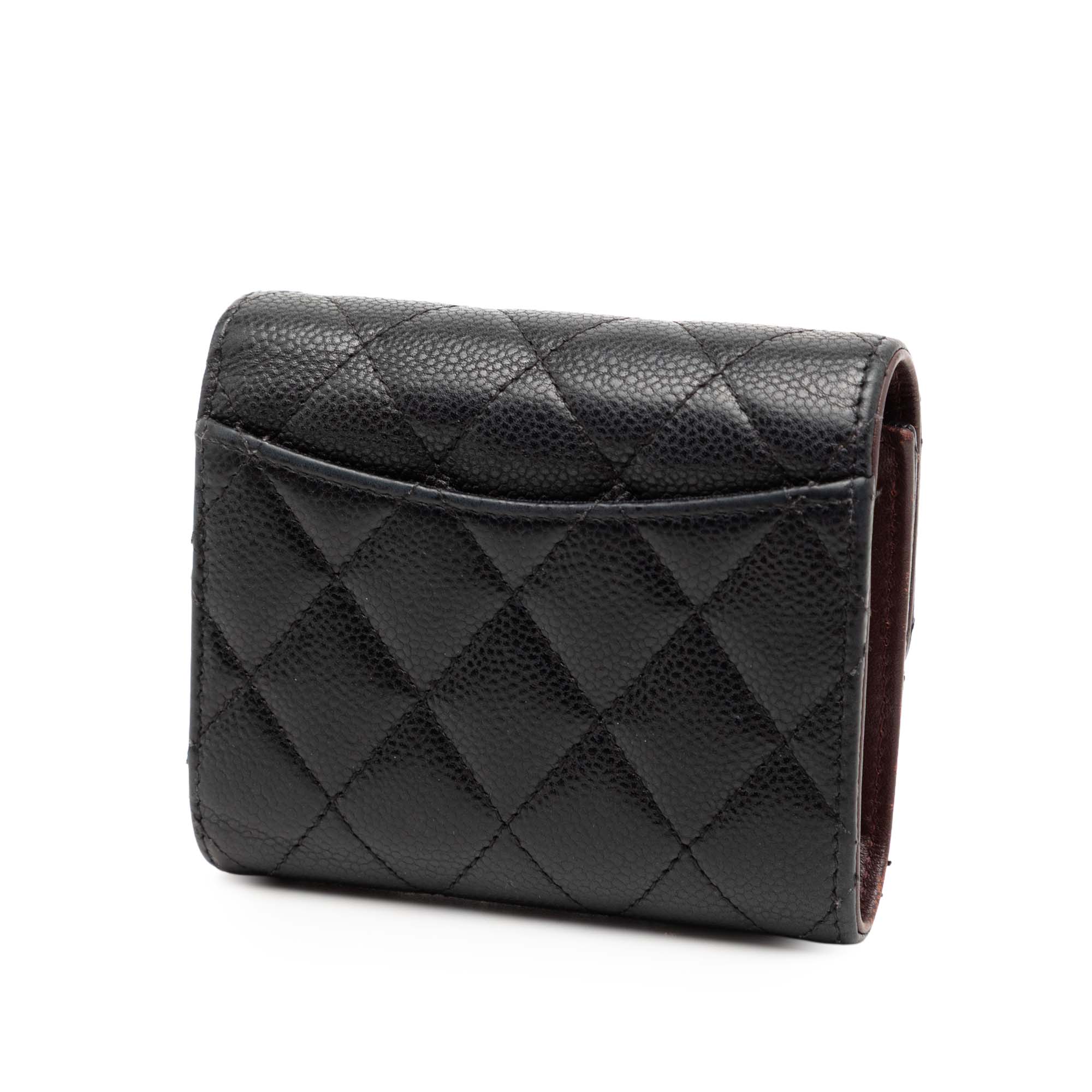 Classic Caviar Trifold Flap Wallet