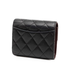Classic Caviar Trifold Flap Wallet