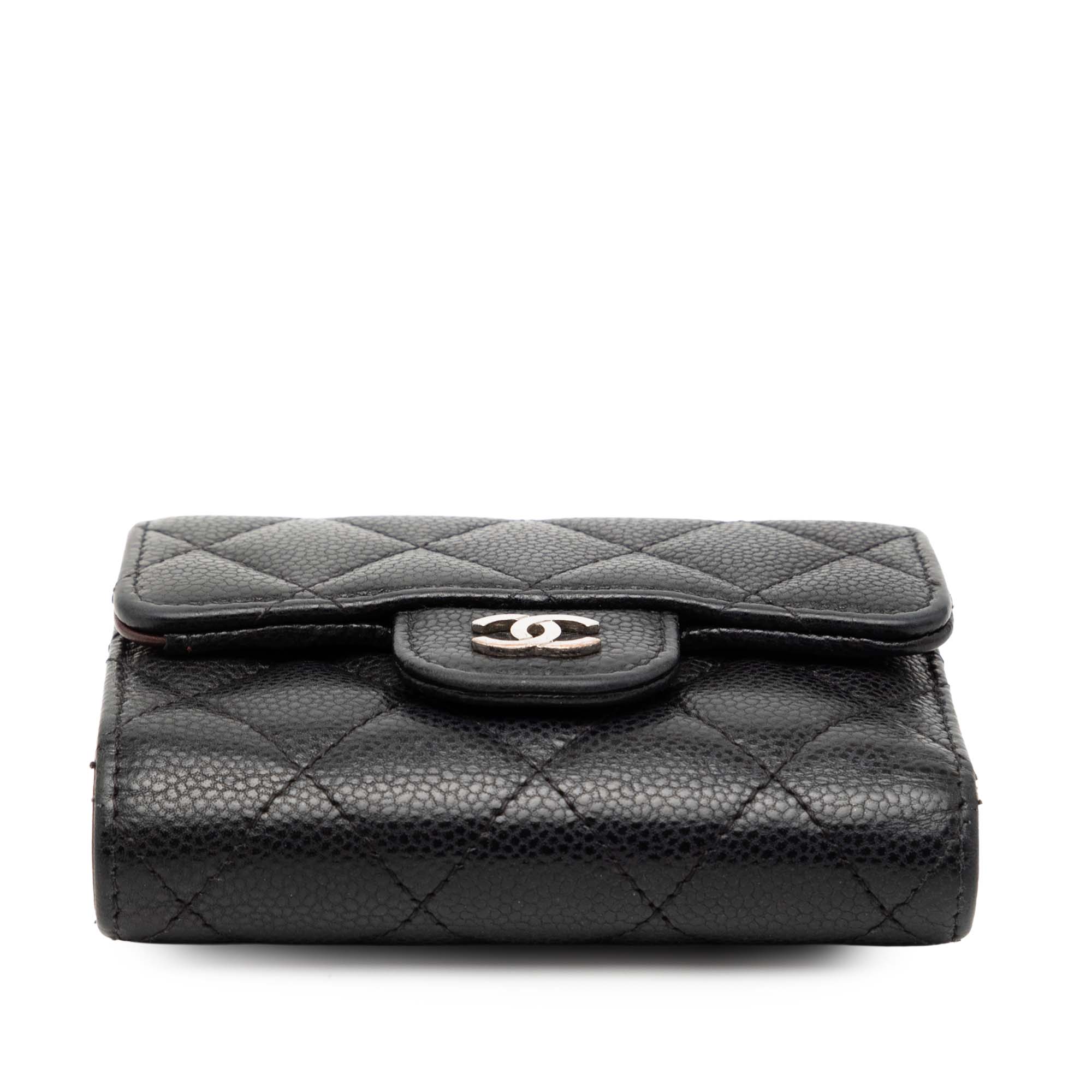 Classic Caviar Trifold Flap Wallet
