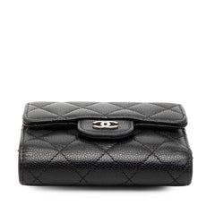 Classic Caviar Trifold Flap Wallet