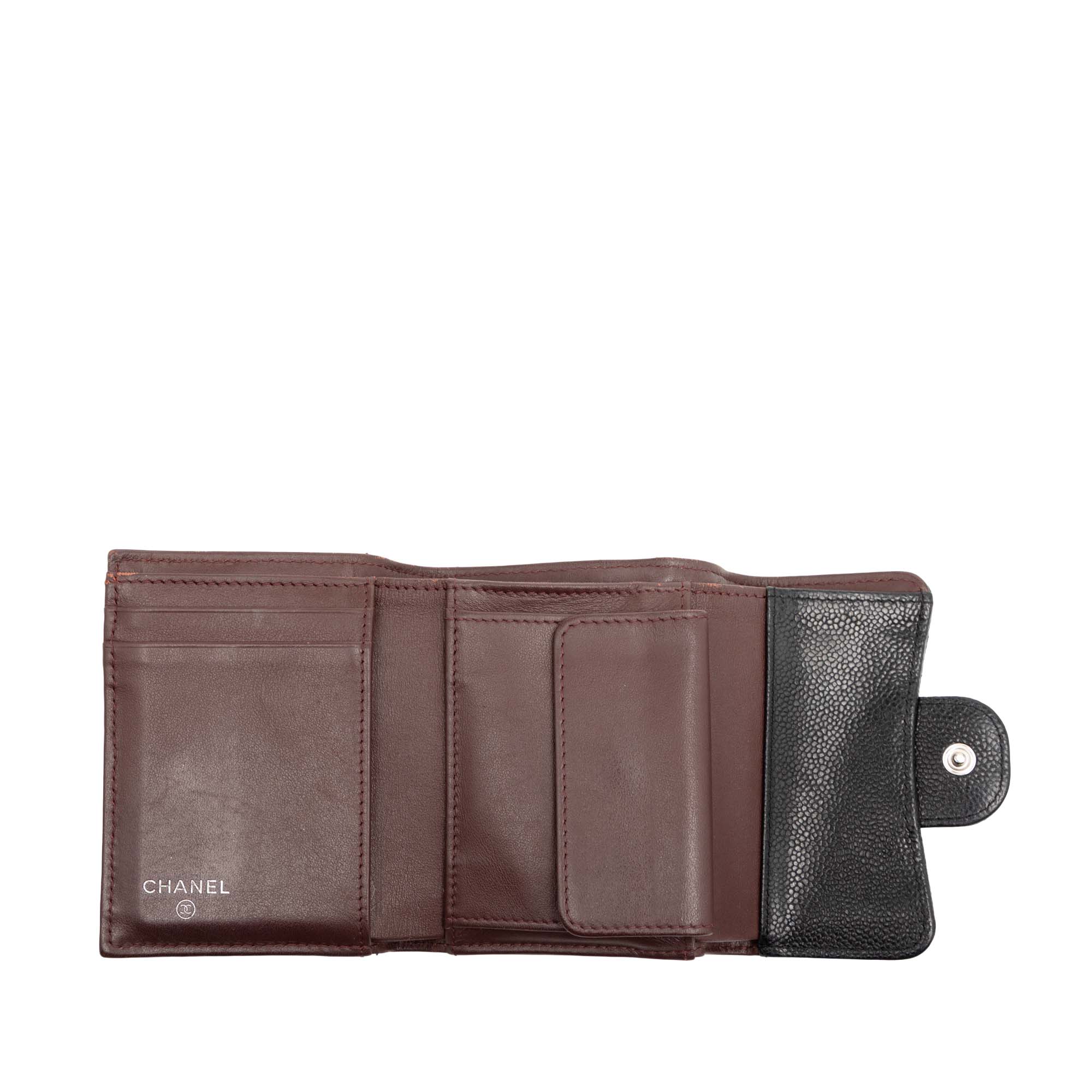 Classic Caviar Trifold Flap Wallet