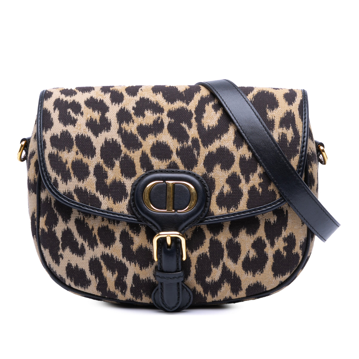 Mizza Medium Embroidered Canvas Leopard Bobby Crossbody