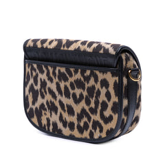 Mizza Medium Embroidered Canvas Leopard Bobby Crossbody