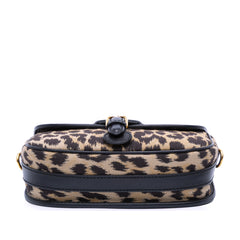 Mizza Medium Embroidered Canvas Leopard Bobby Crossbody