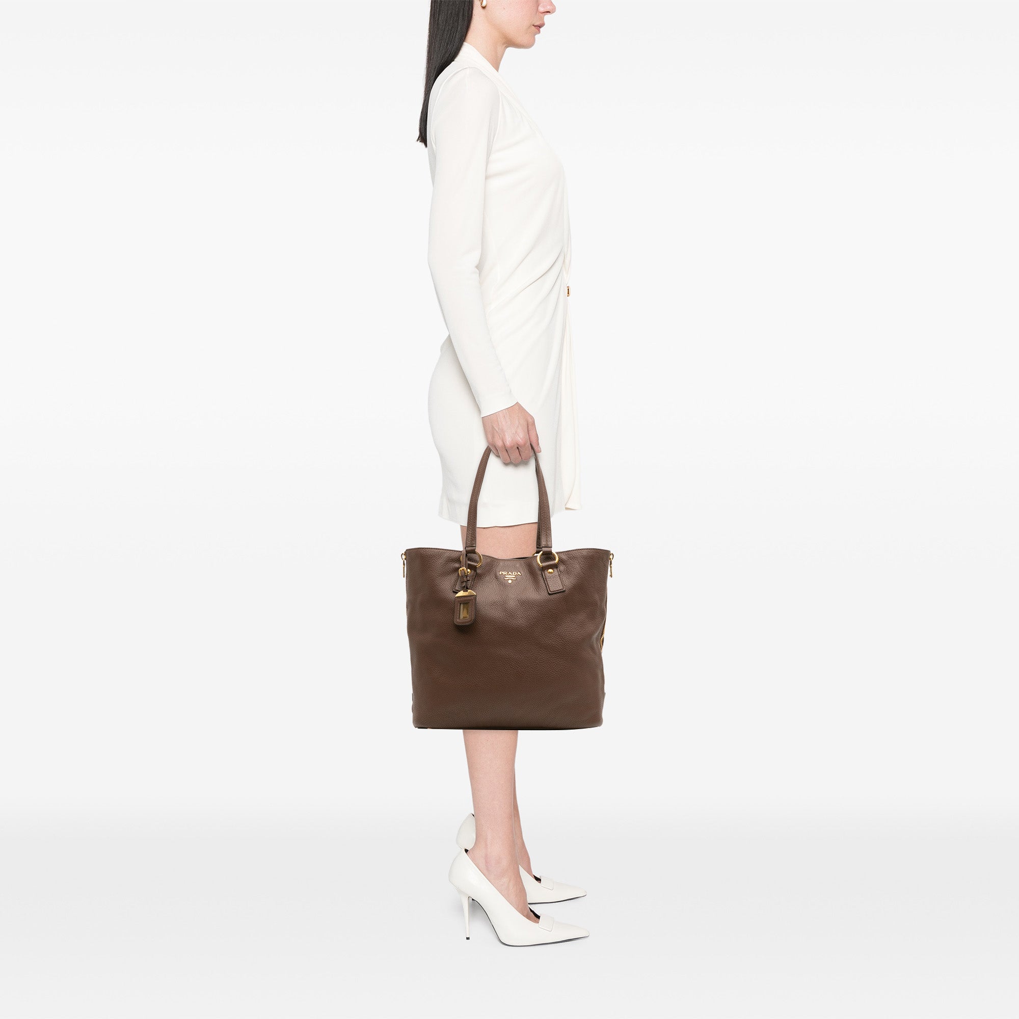 Vitello Daino Side Zip Shopper Tote