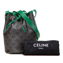 Small Triomphe Coated Canvas Drawstring Bucket Bag
