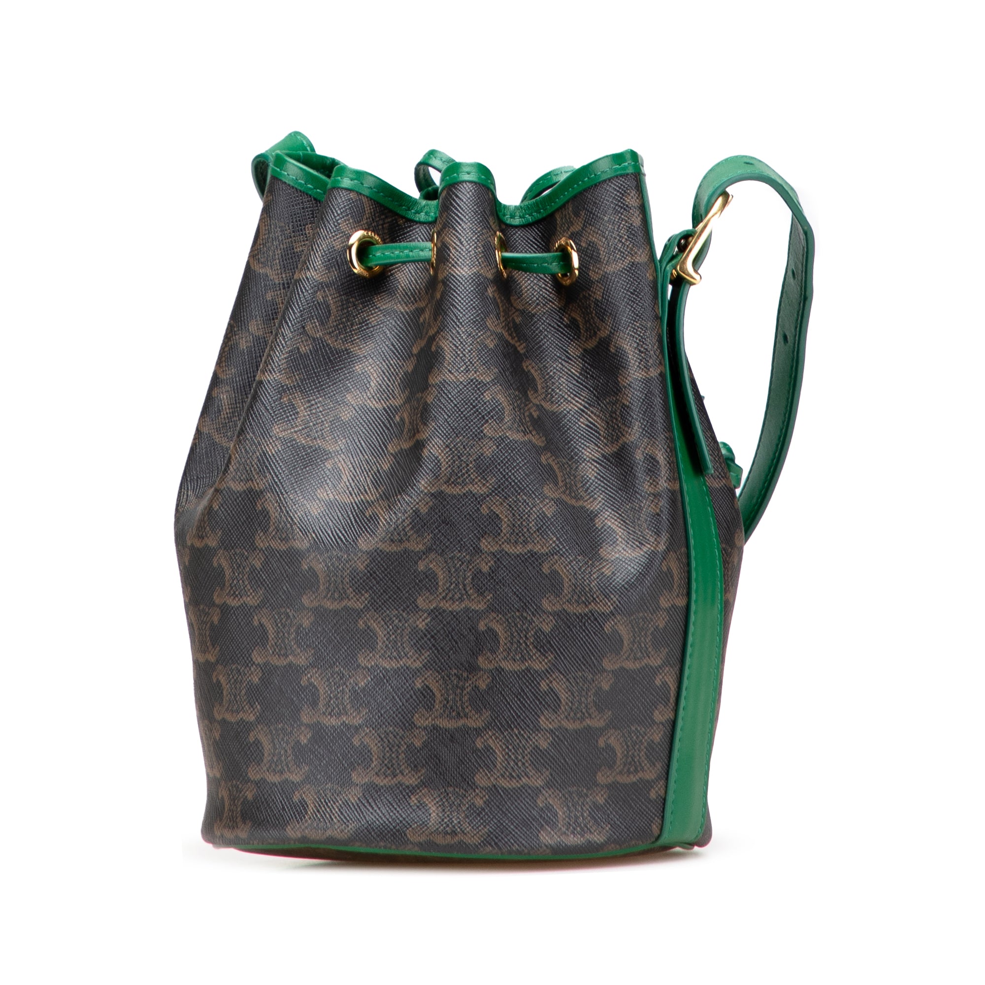 Small Triomphe Coated Canvas Drawstring Bucket Bag