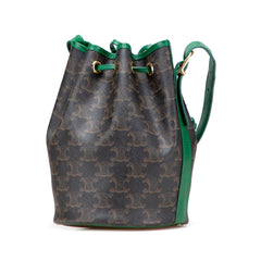 Small Triomphe Coated Canvas Drawstring Bucket Bag