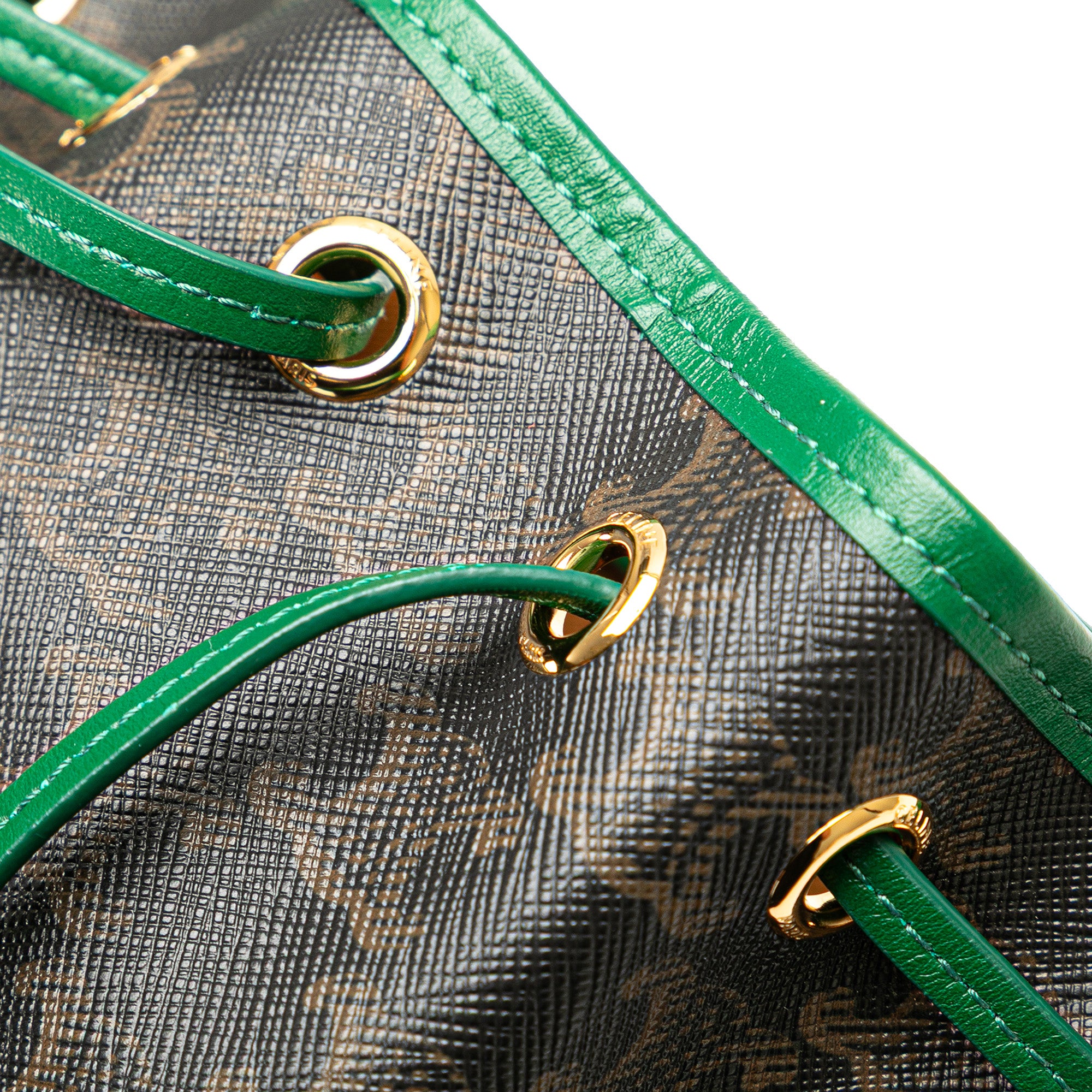 Small Triomphe Coated Canvas Drawstring Bucket Bag