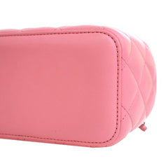 Small Quilted Lambskin Pearl Crush Vanity Case with Chain