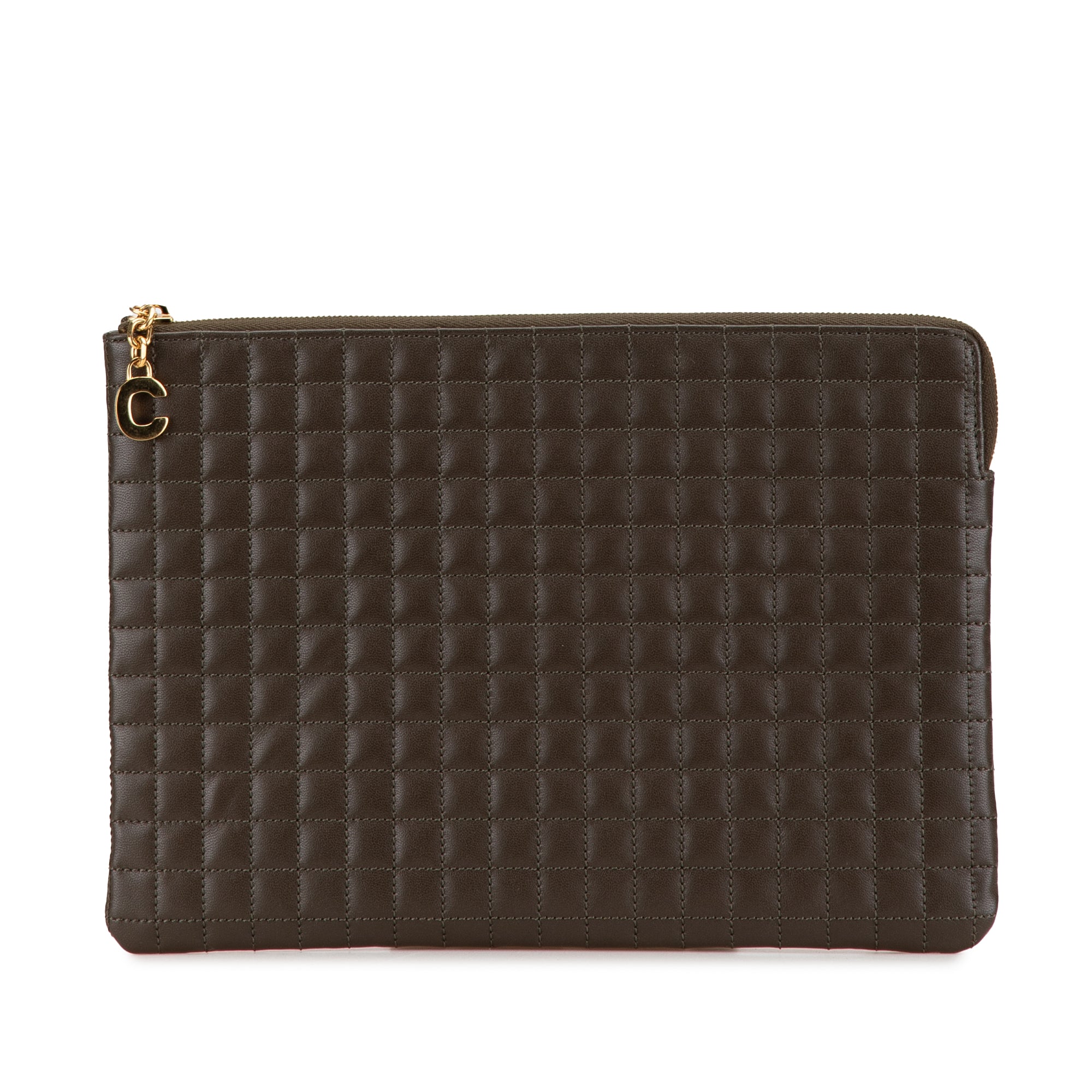 Quilted Calfskin C Charm Clutch