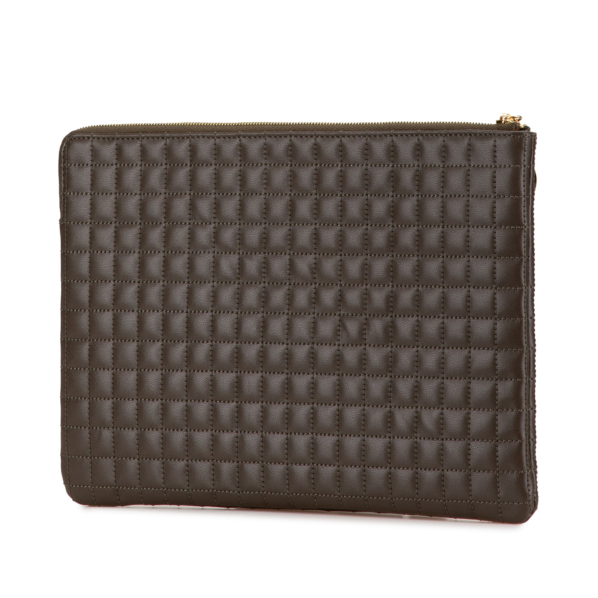 Quilted Calfskin C Charm Clutch