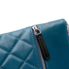 CC Quilted Lambskin Multi Zip Clutch