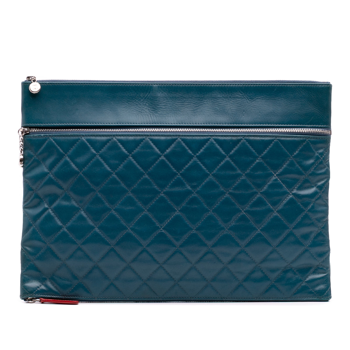 CC Quilted Lambskin Multi Zip Clutch