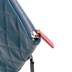CC Quilted Lambskin Multi Zip Clutch