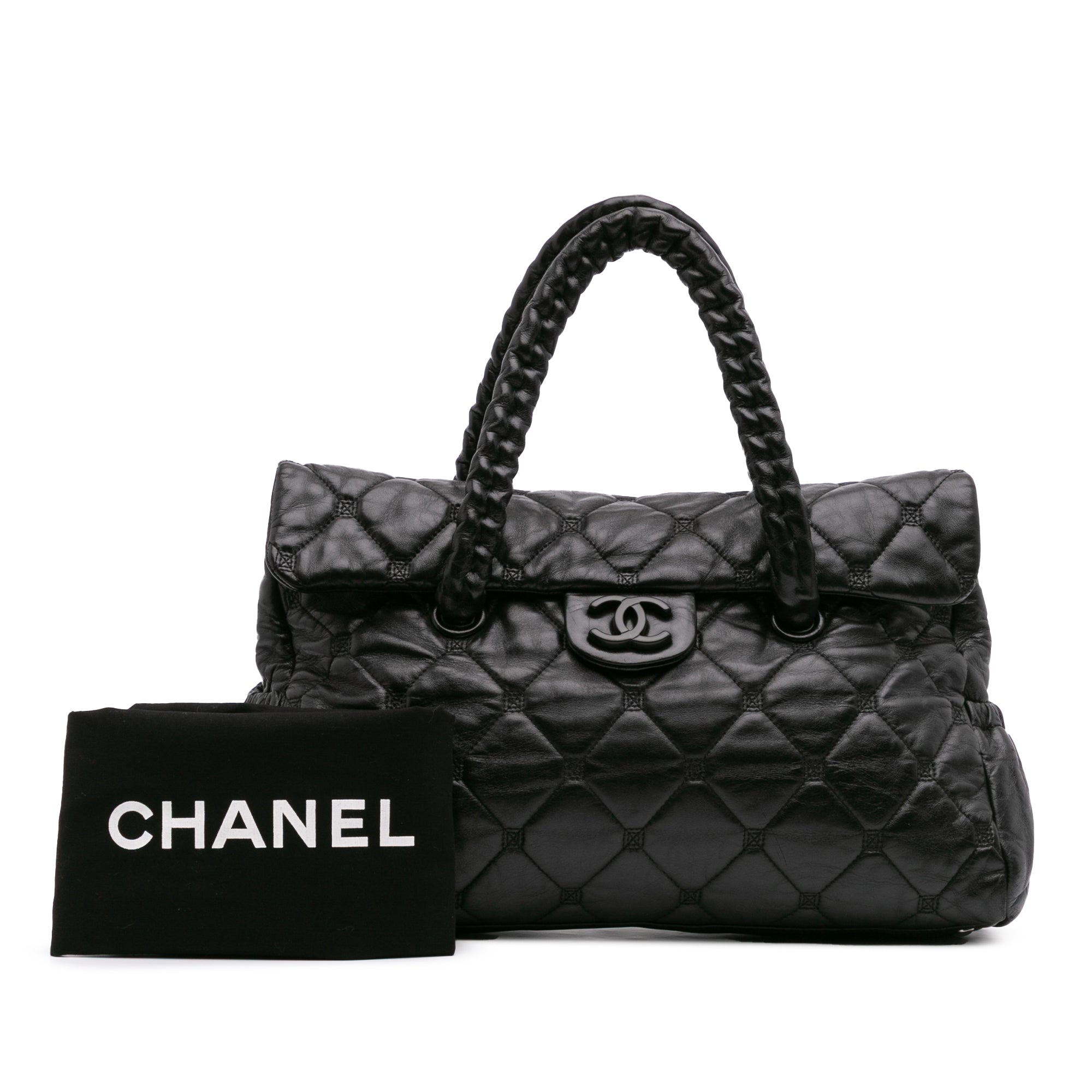 CC Quilted Lambskin So Black Hidden Chain Flap Handbag