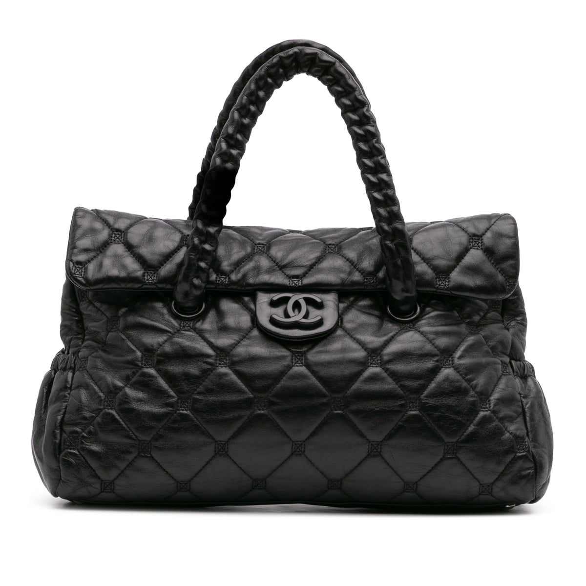 CC Quilted Lambskin So Black Hidden Chain Flap Handbag