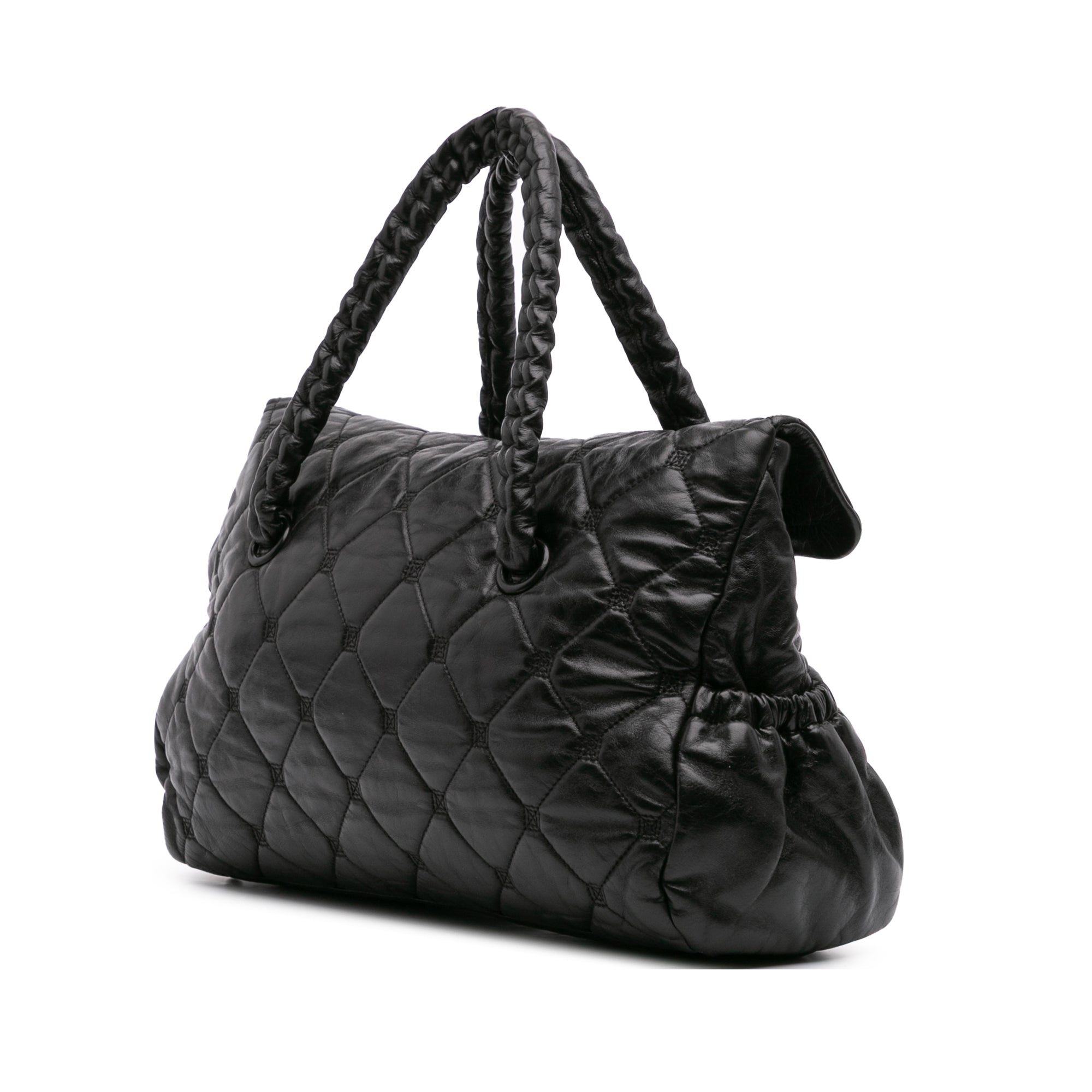 CC Quilted Lambskin So Black Hidden Chain Flap Handbag