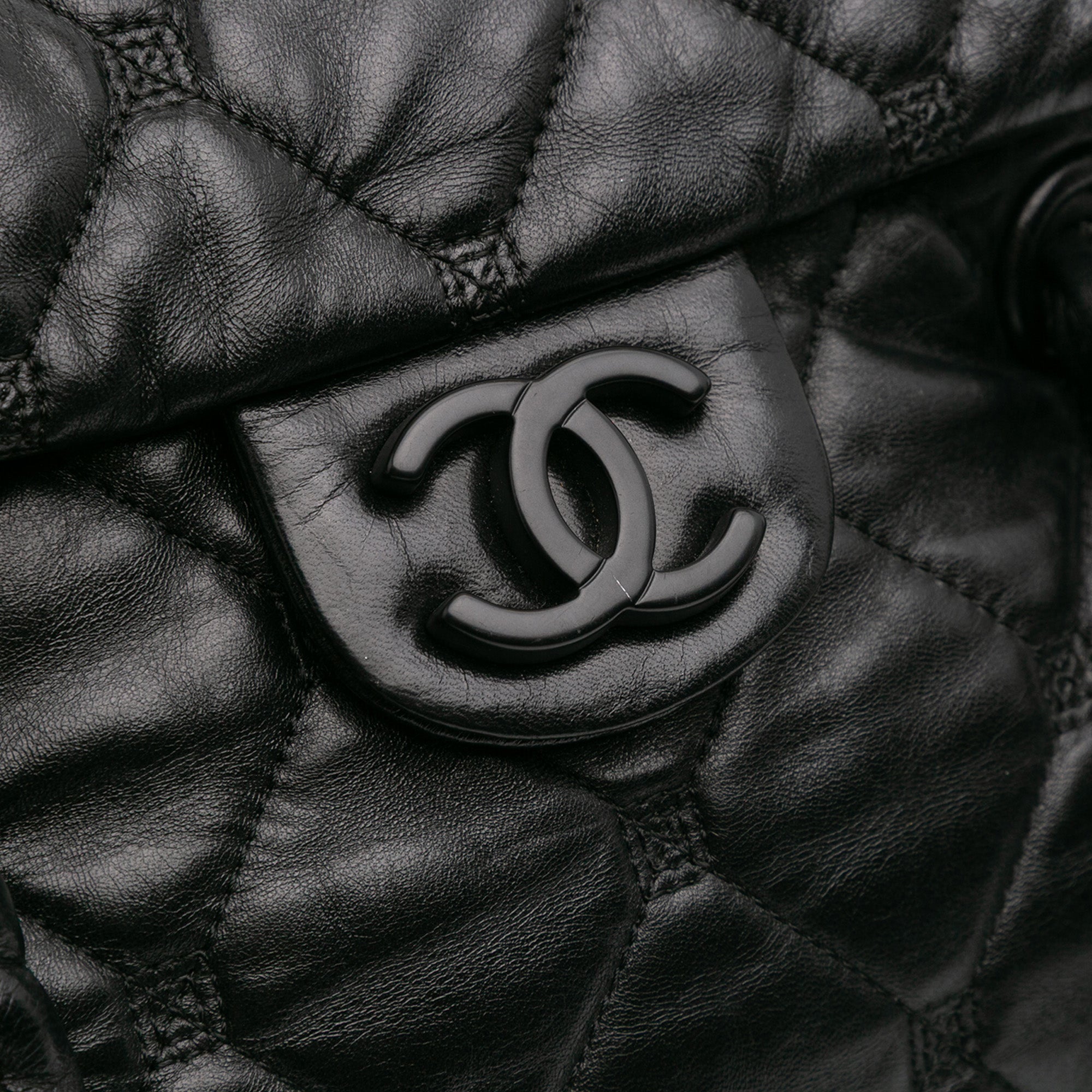 CC Quilted Lambskin So Black Hidden Chain Flap Handbag