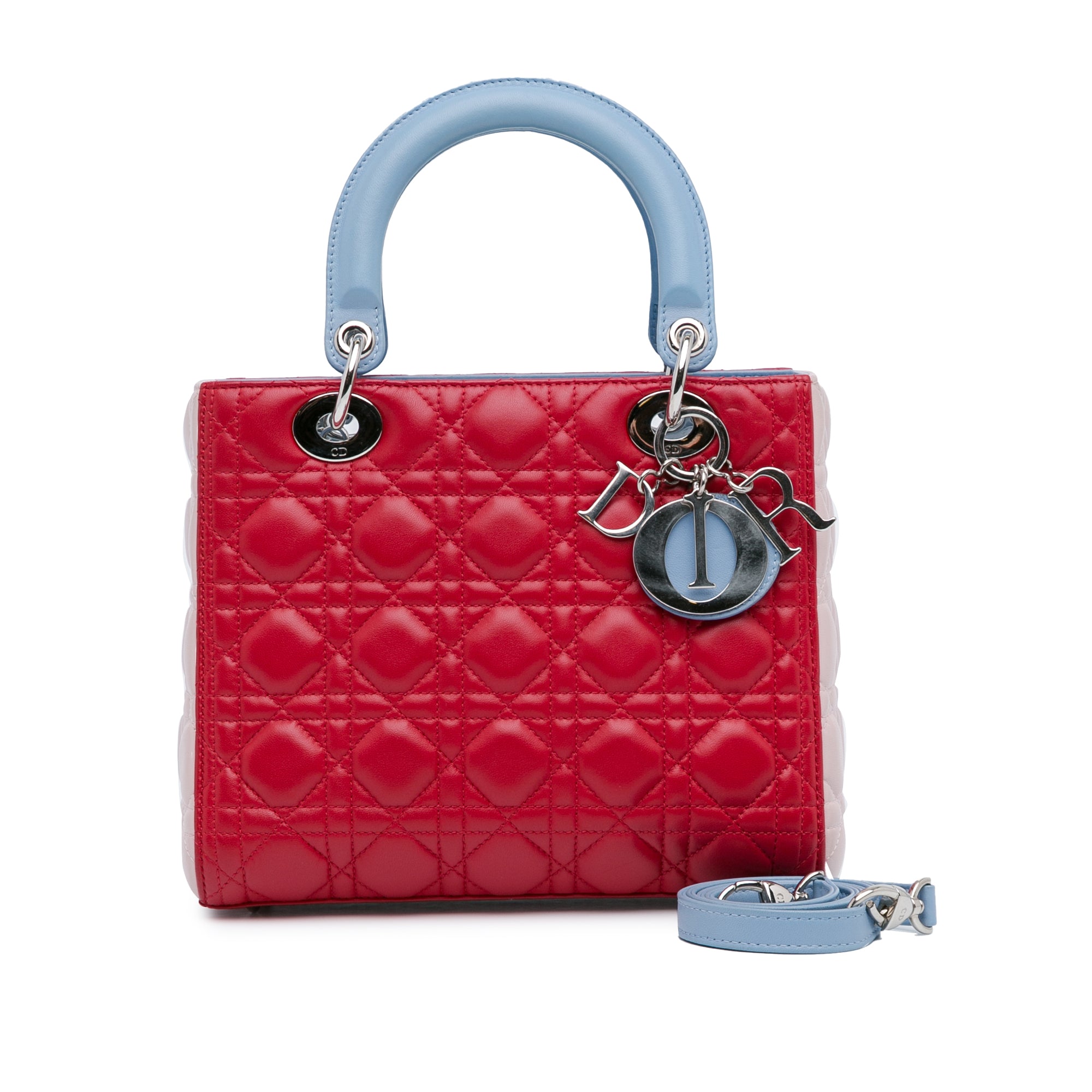 Medium Tricolor Lambskin Cannage Lady Dior