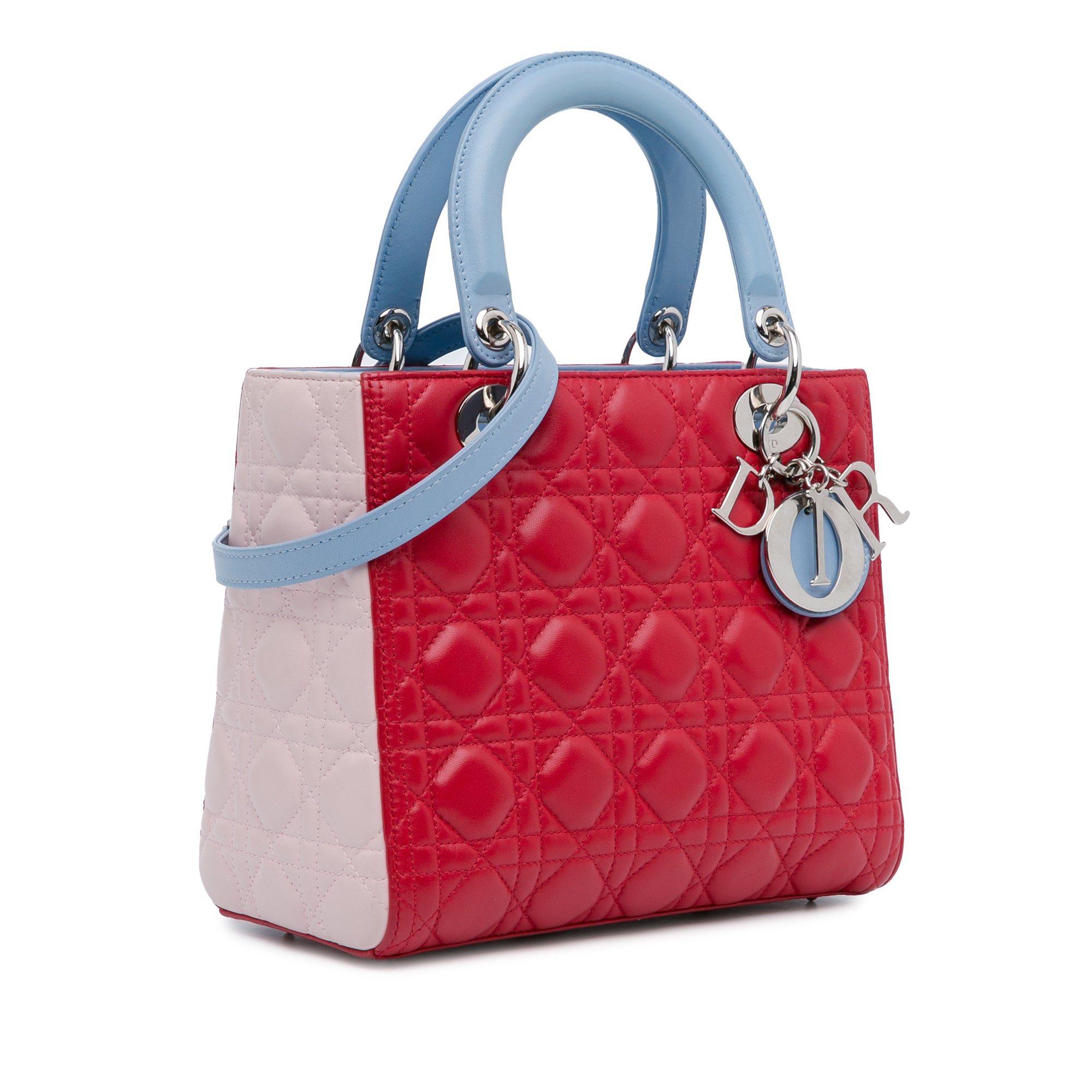 Medium Tricolor Lambskin Cannage Lady Dior