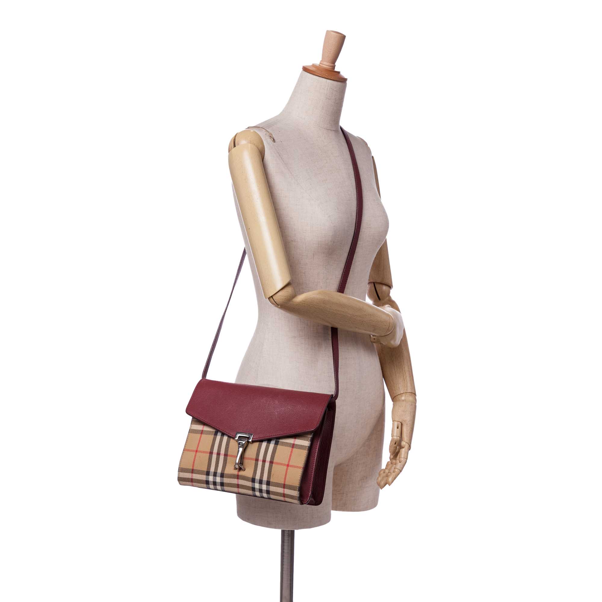 Small Leather and House Check Canvas Derby Macken Crossbody