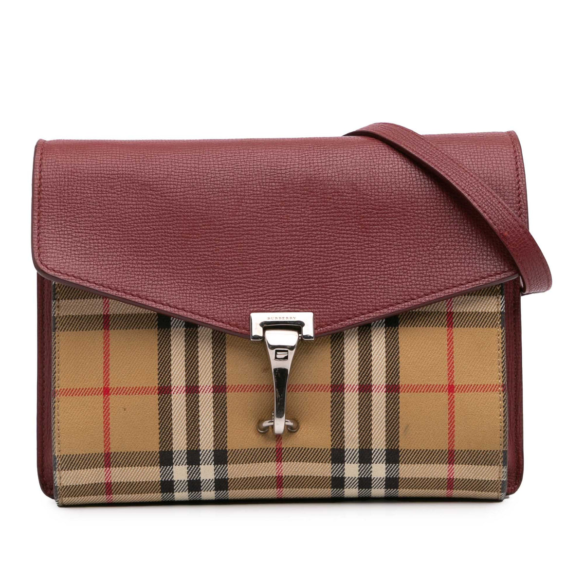 Small Leather and House Check Canvas Derby Macken Crossbody