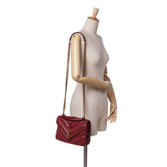 Medium Calfskin and Suede Chevron Monogram College Satchel