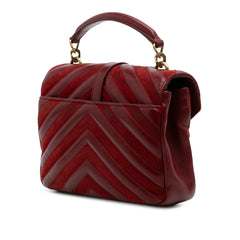 Medium Calfskin and Suede Chevron Monogram College Satchel